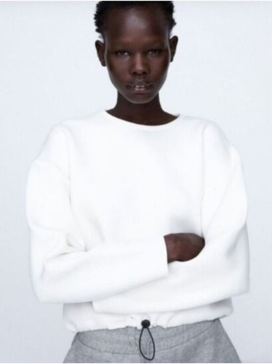Truth Tops - Truth by Republic Ivory Neoprene Toggle Sweatshirt Size Medium NWT